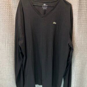 Lacoste Men's Black Long Sleeve V-Neck Tee
